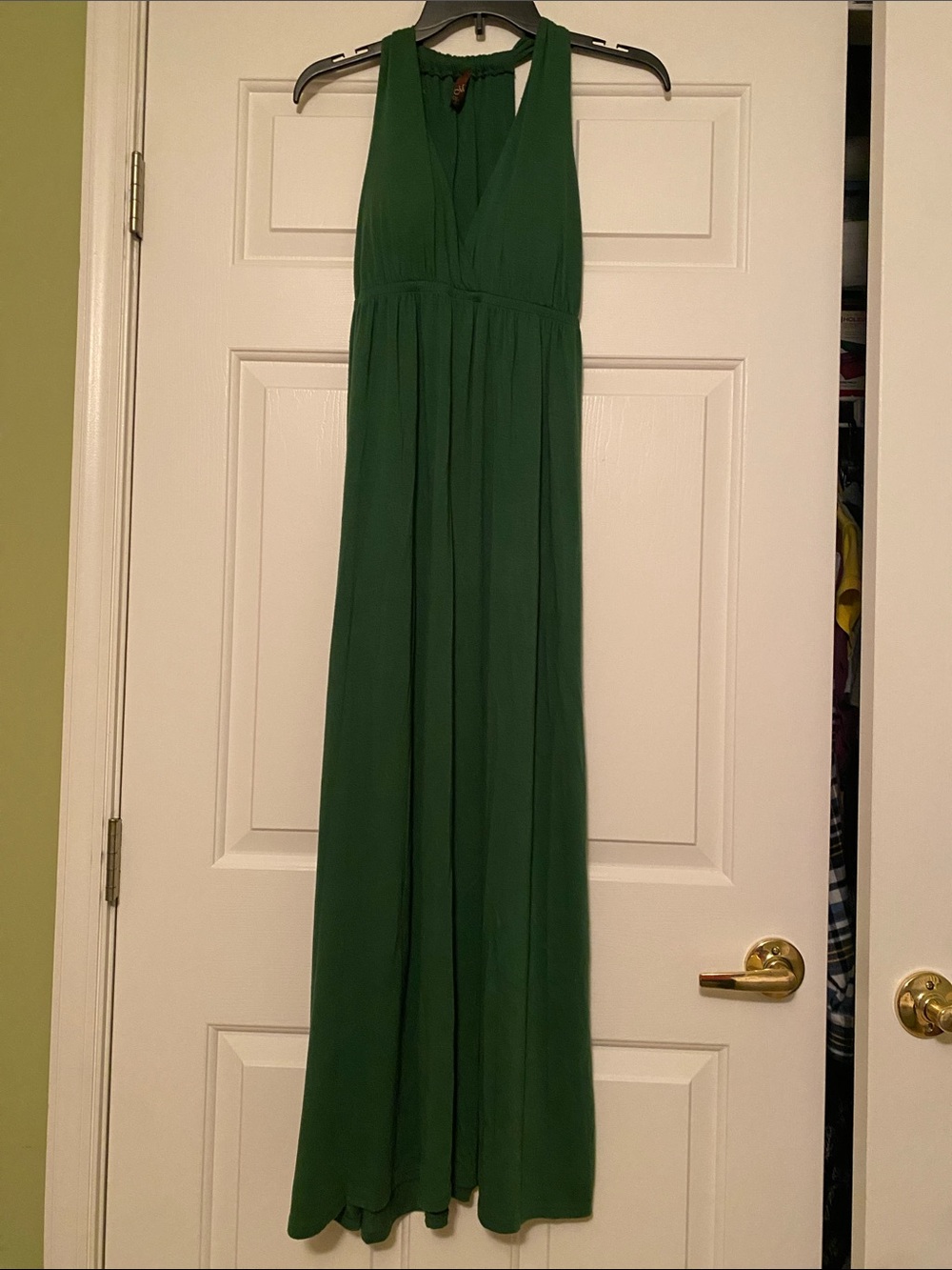 Mon Amie Green Halter Maxi Dress - padded cups - Size M